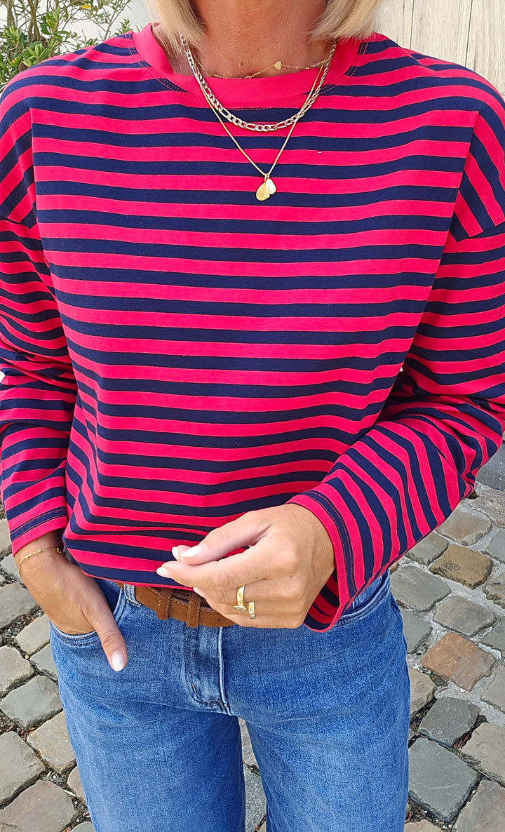 LOU striped longsleeve navy &amp; red