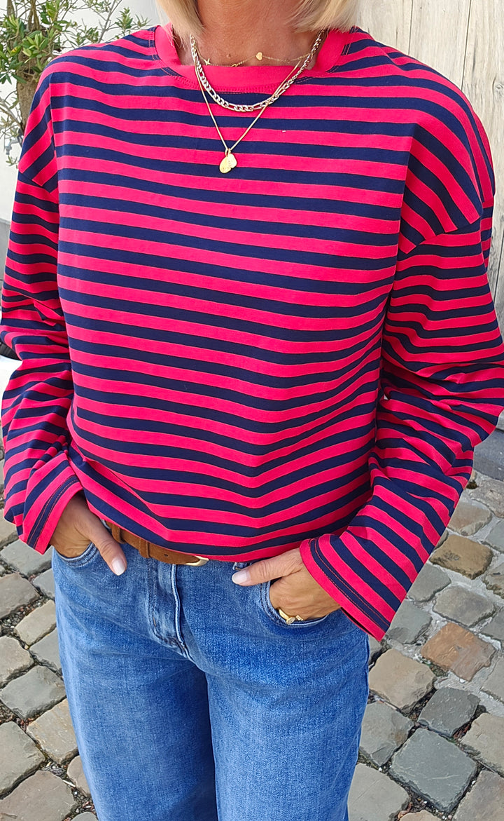 LOU striped longsleeve navy &amp; red