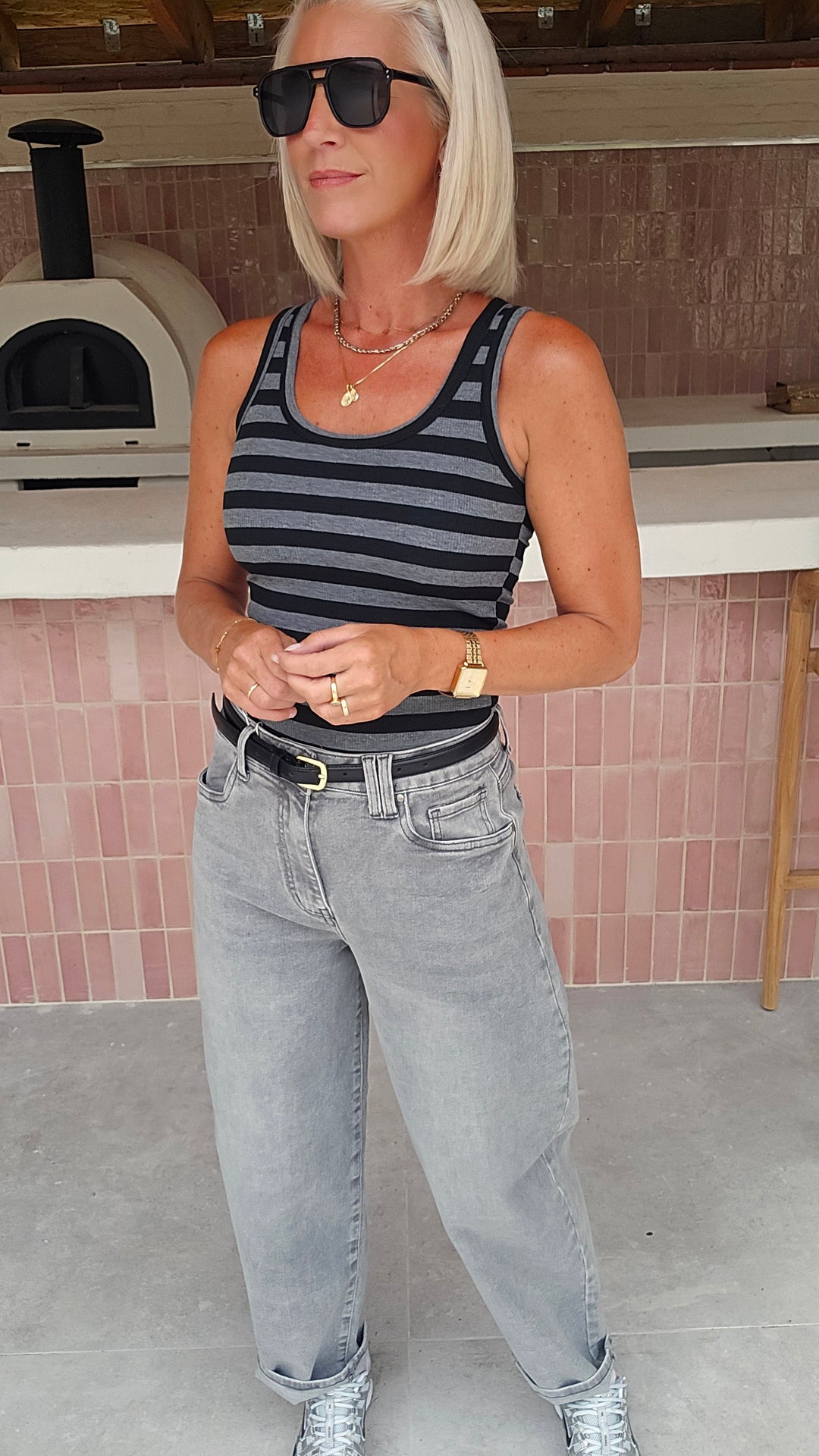 ÉLISE striped top black