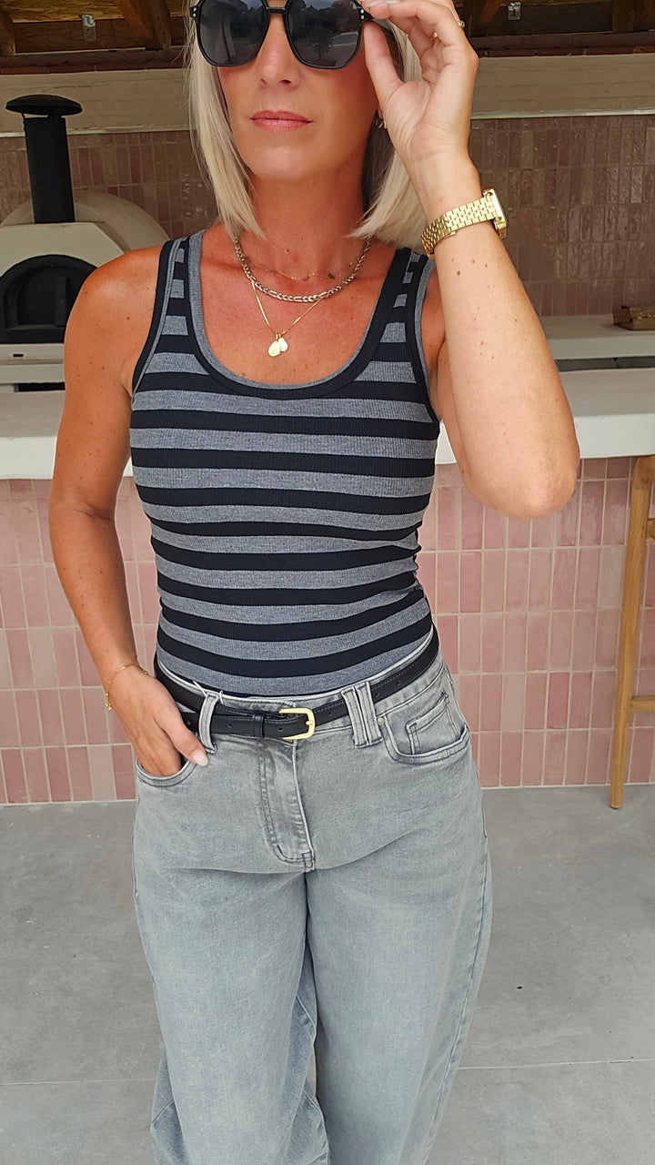 ÉLISE striped top black