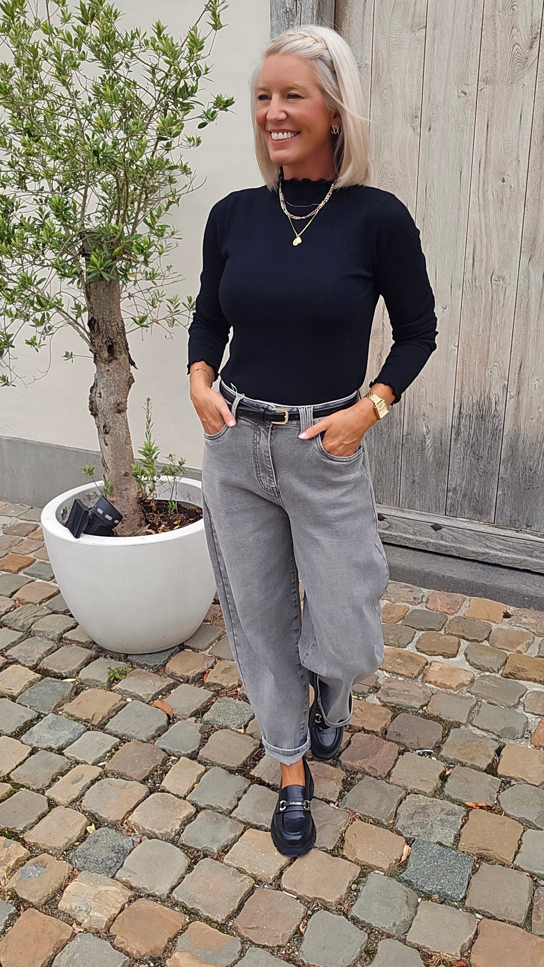LOUISON barrel jeans washed grey