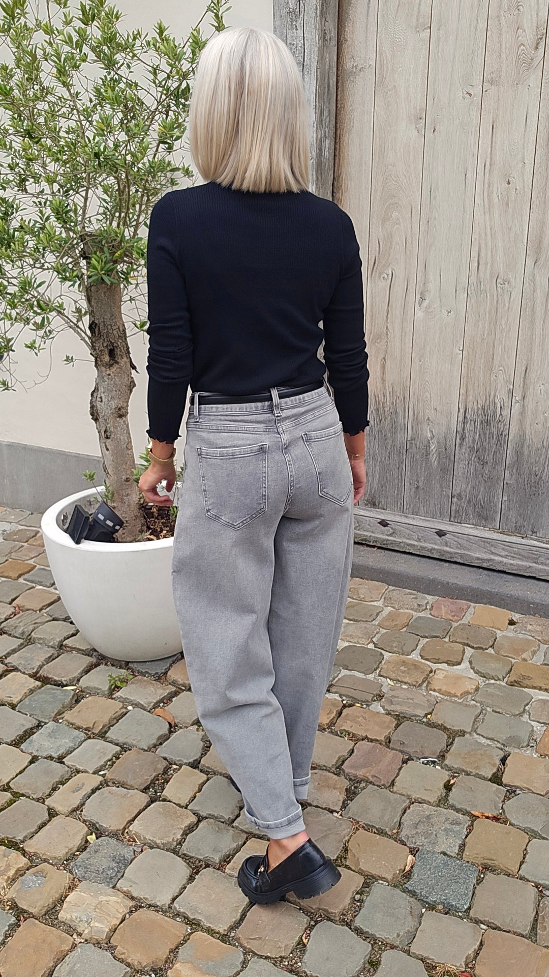 LOUISON barrel jeans washed grey