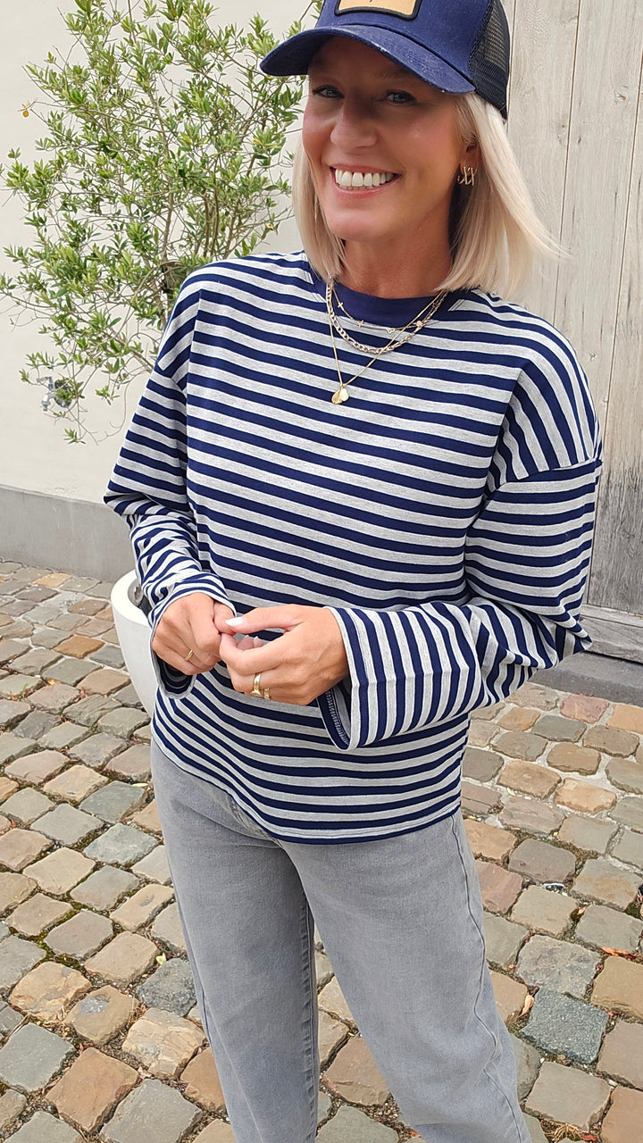 LOU striped longsleeve navy &amp; grey
