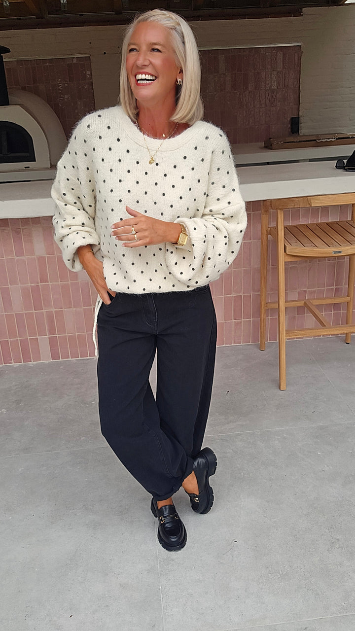 INÈS balloon jeans washed black