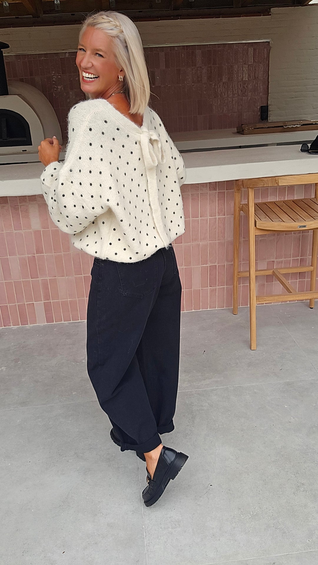 INÈS balloon jeans washed black