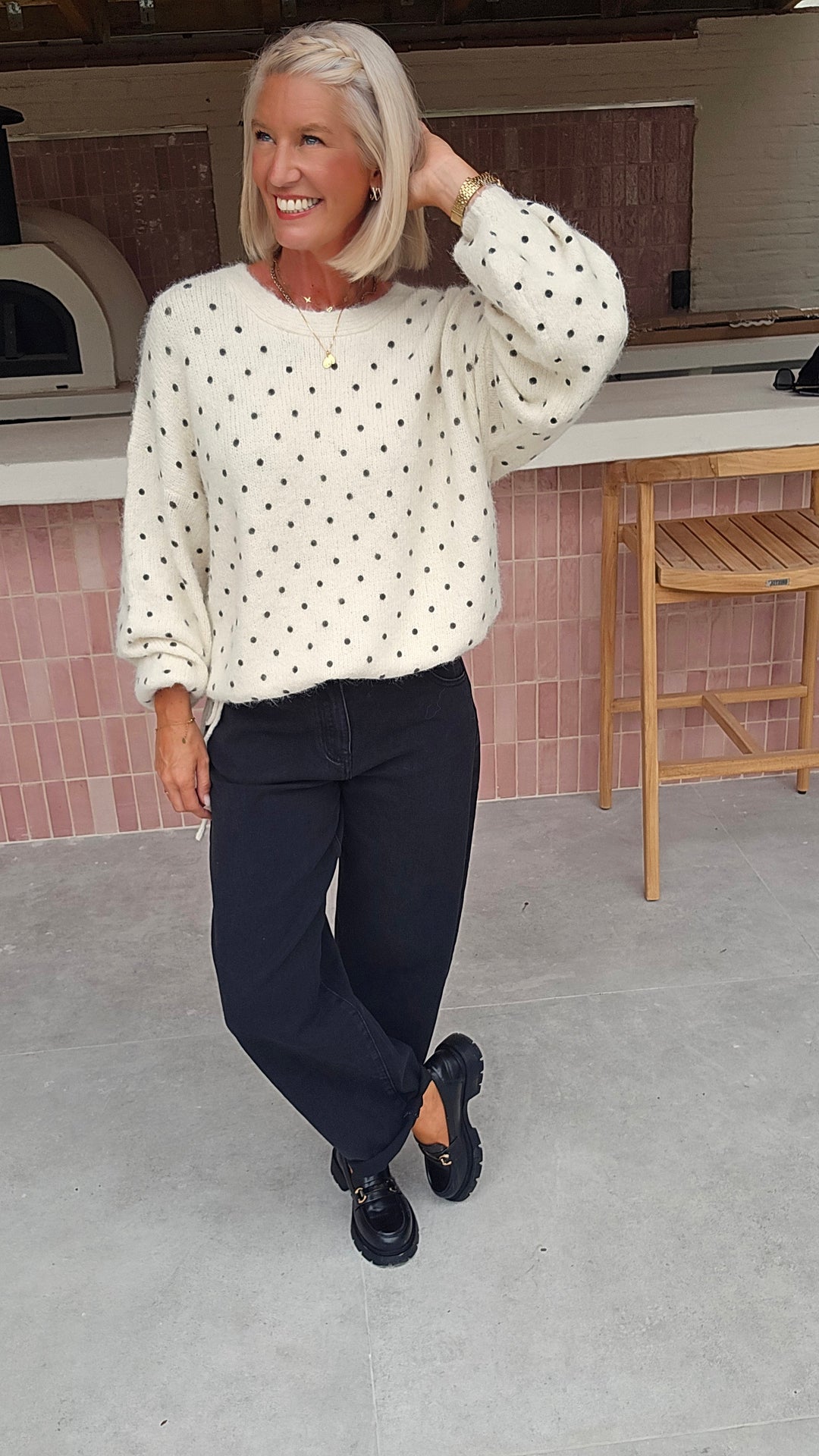 INÈS balloon jeans washed black