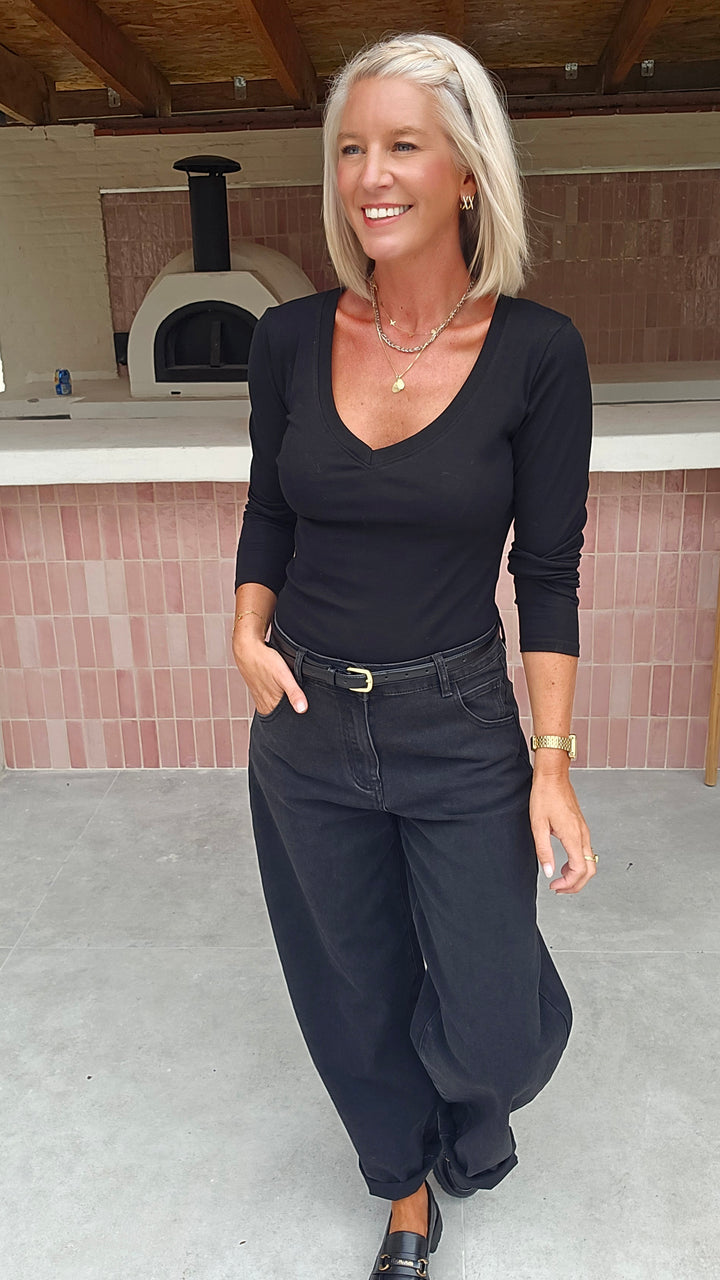 ÉLISE v-neck longsleeve black
