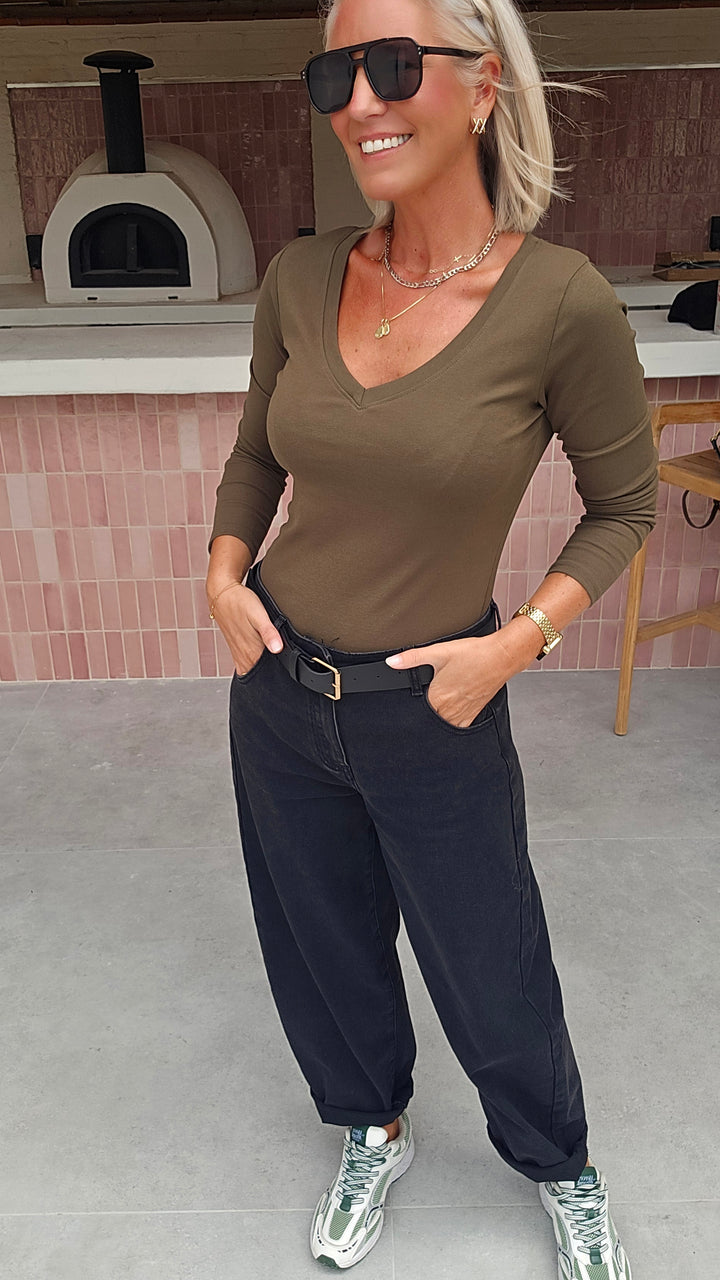 ÉLISE v-neck longsleeve khaki