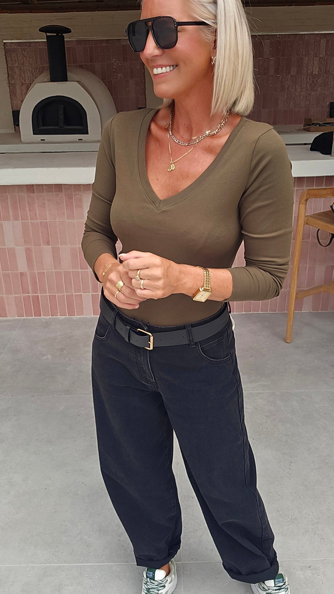 ÉLISE v-neck longsleeve khaki