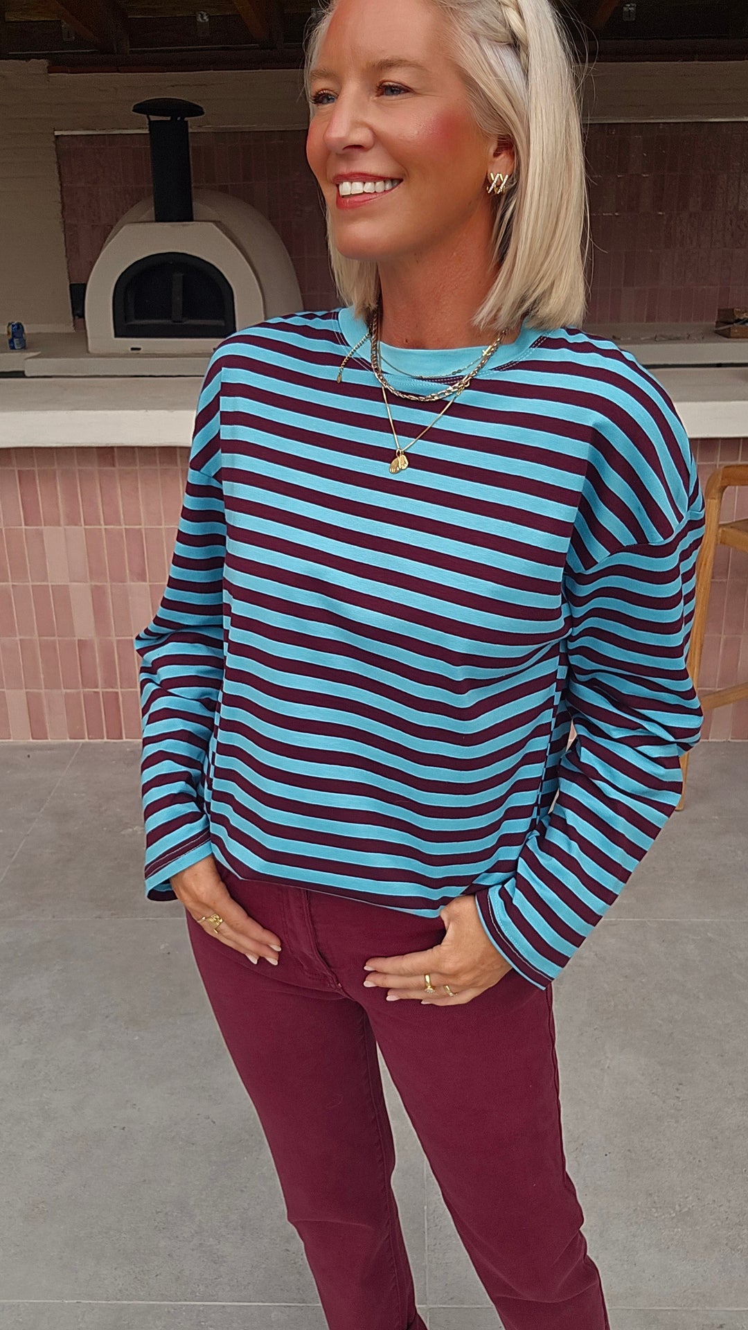 LOU striped longsleeve blue &amp; plum