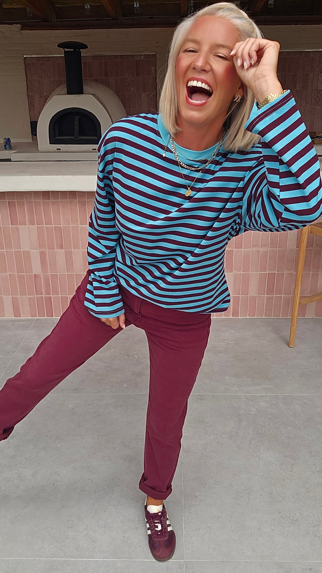 LOU striped longsleeve blue &amp; plum