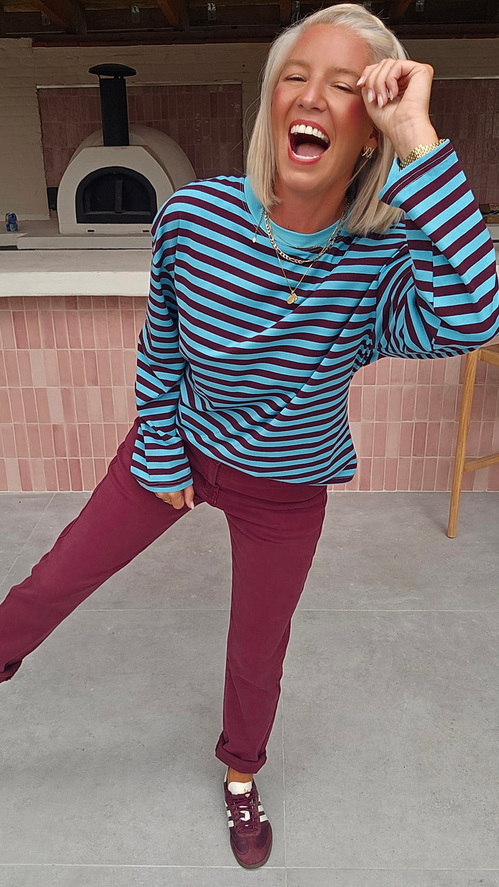LOU striped longsleeve blue &amp; plum