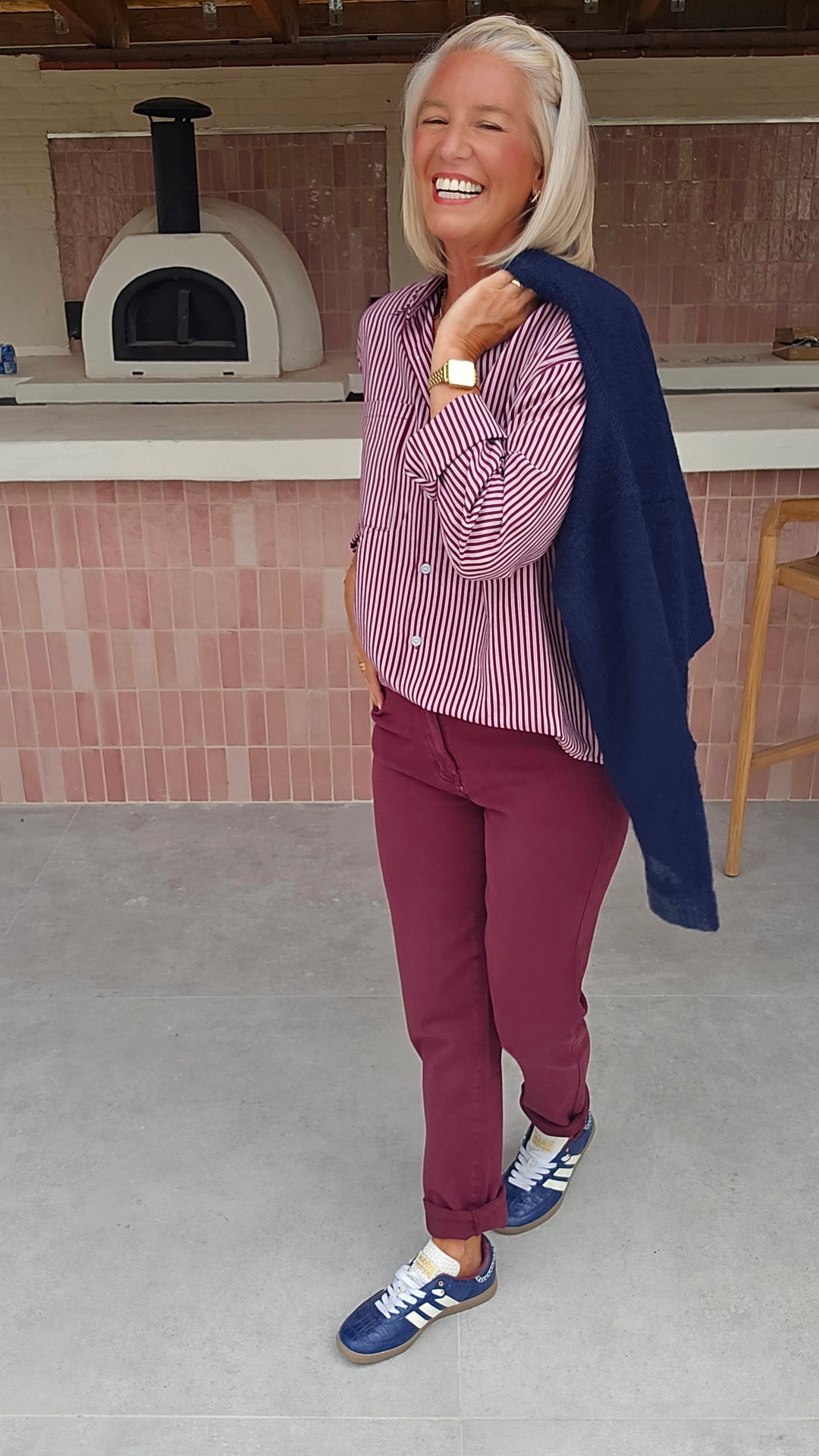 LOUIZE striped cotton shirt burgundy