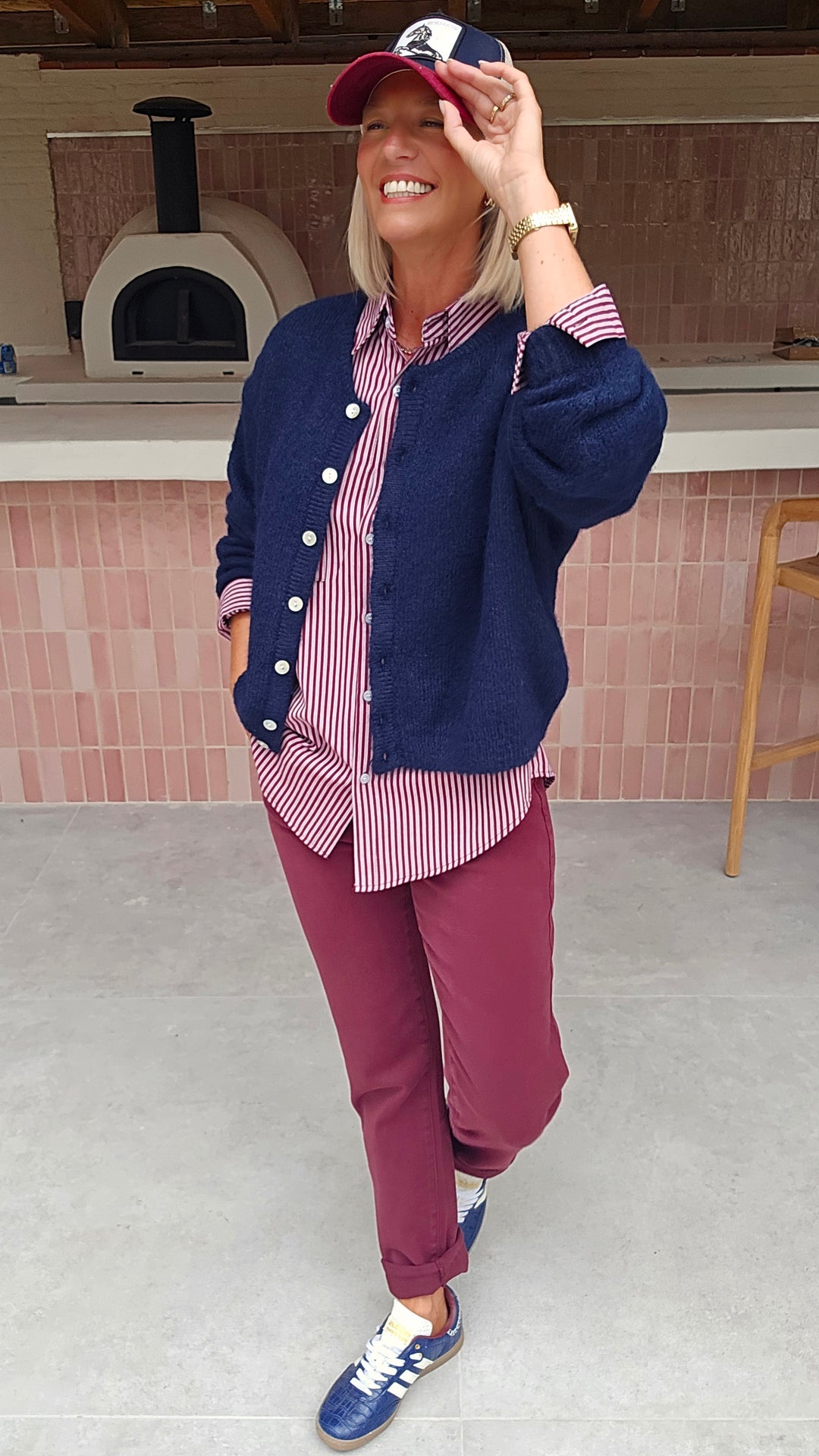 LOUIZE striped cotton shirt burgundy