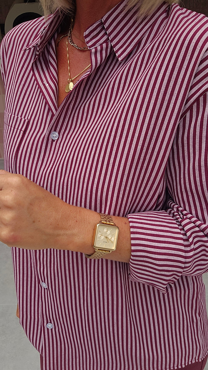 LOUIZE striped cotton shirt burgundy
