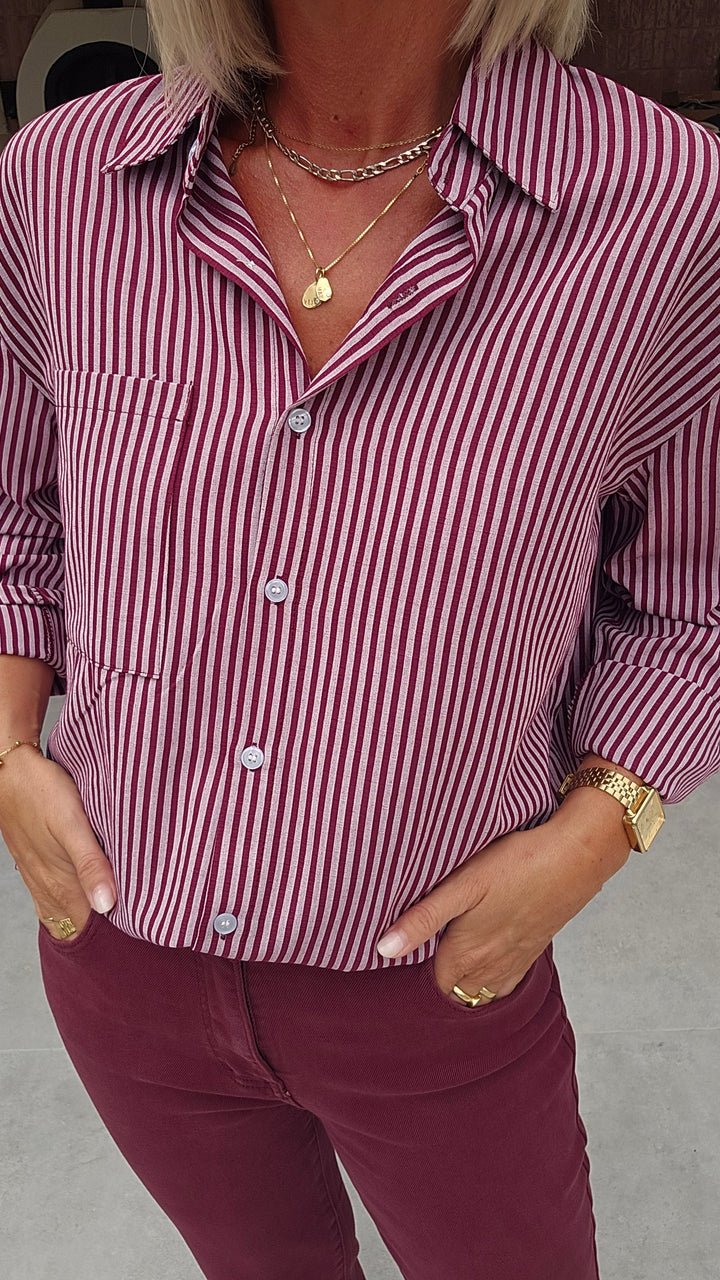LOUIZE striped cotton shirt burgundy