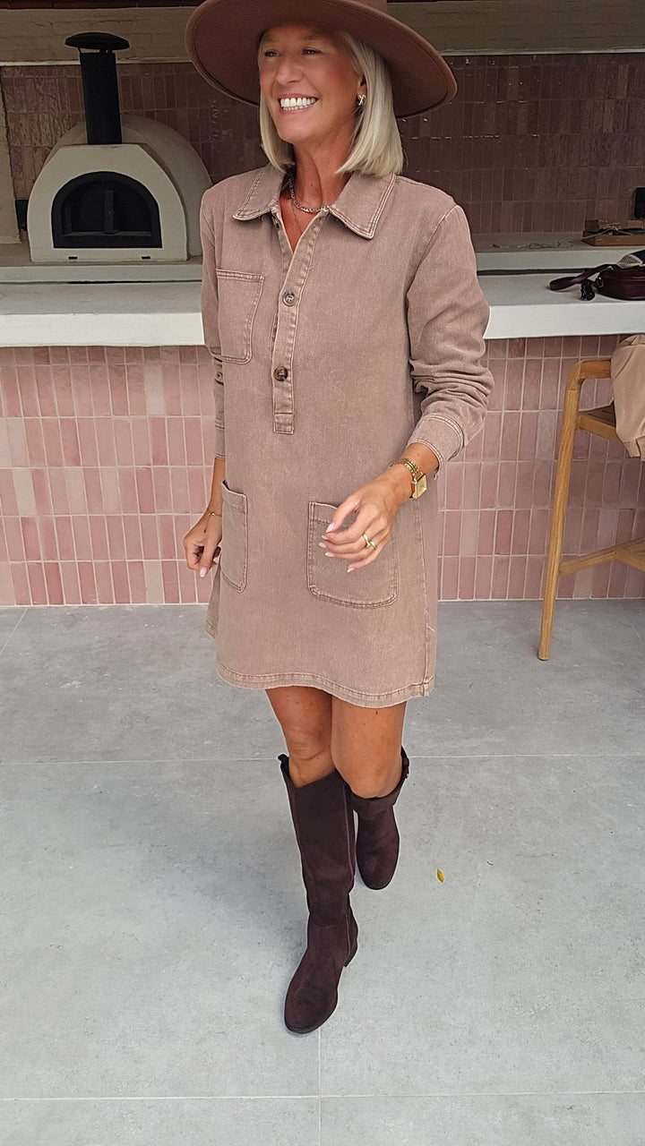 THE PERFECT JEANS dress taupe