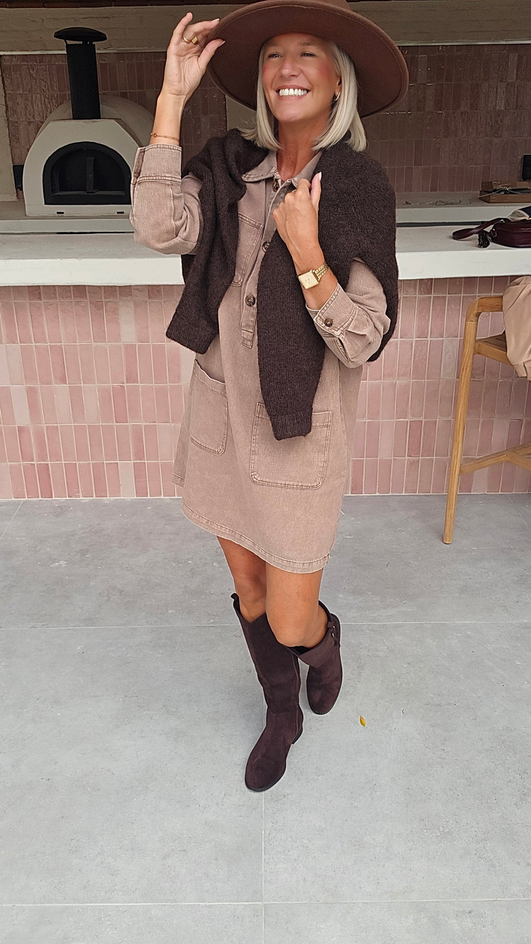 THE PERFECT JEANS dress taupe