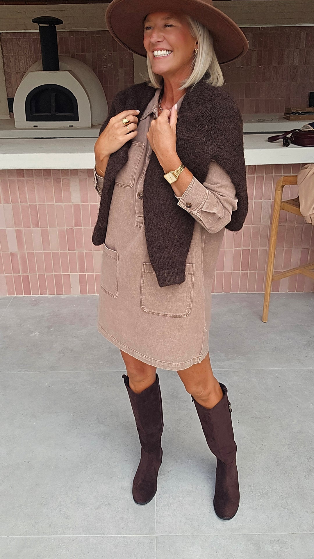 THE PERFECT JEANS dress taupe