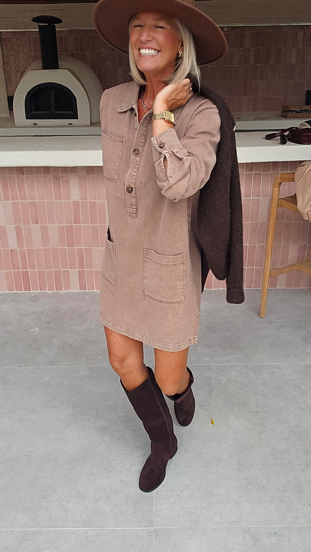 THE PERFECT JEANS dress taupe