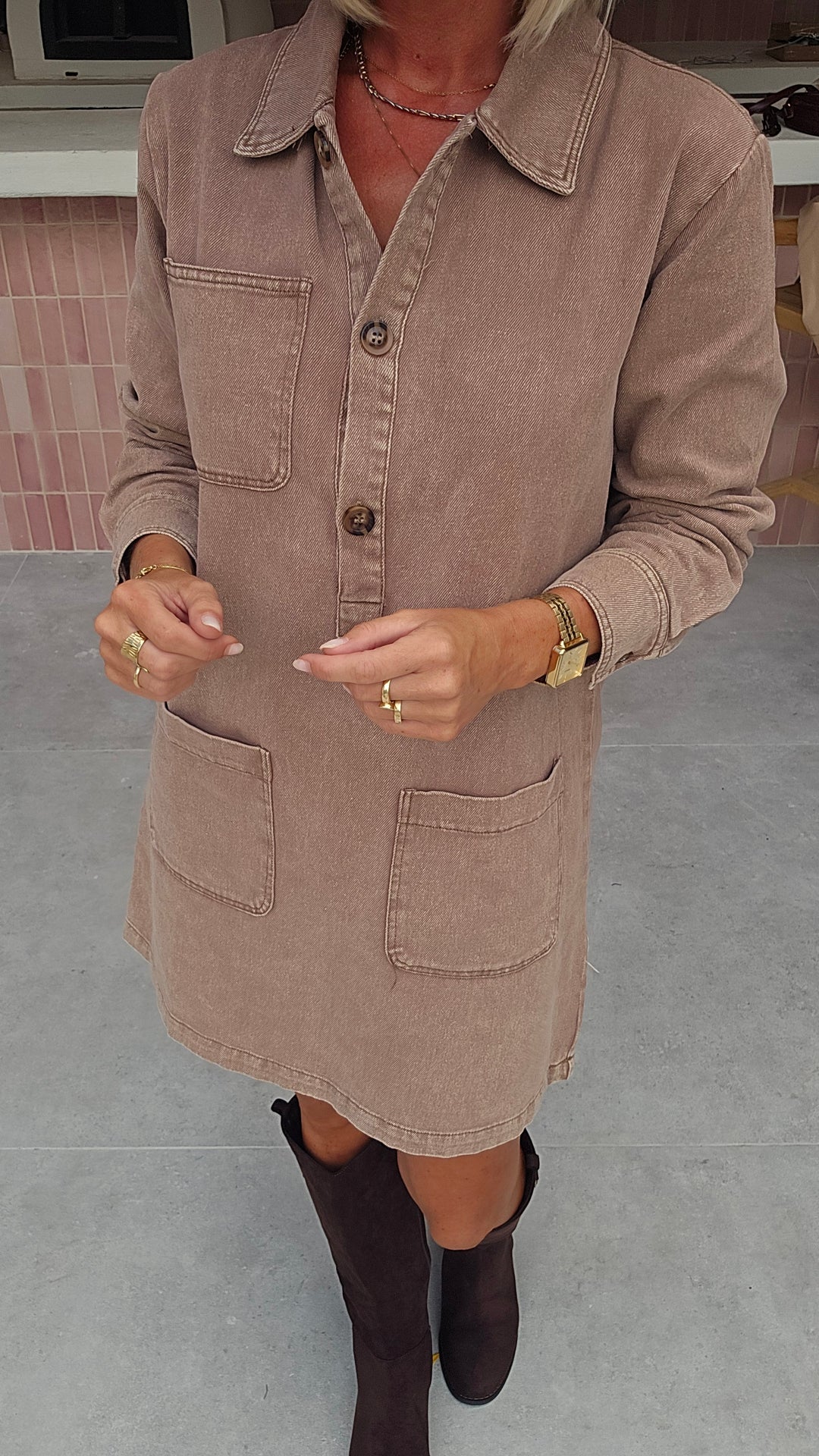 THE PERFECT JEANS dress taupe