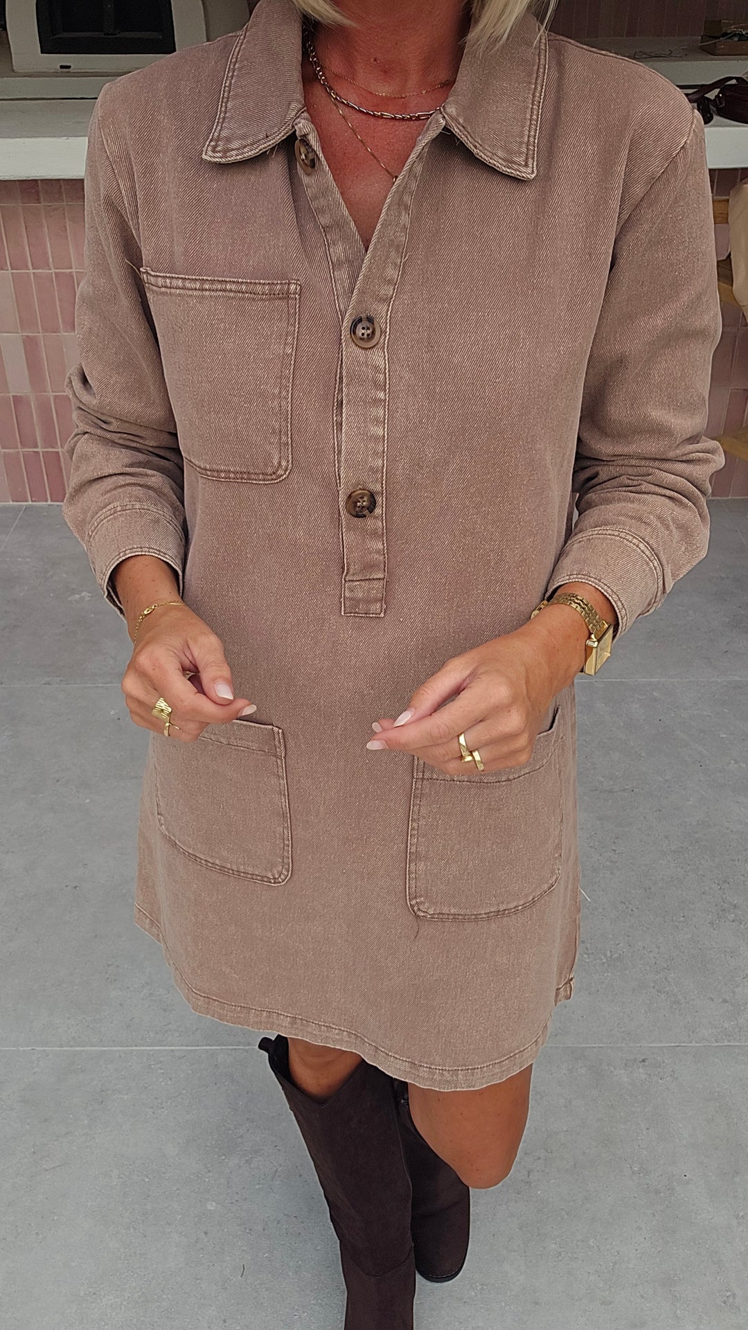 THE PERFECT JEANS dress taupe