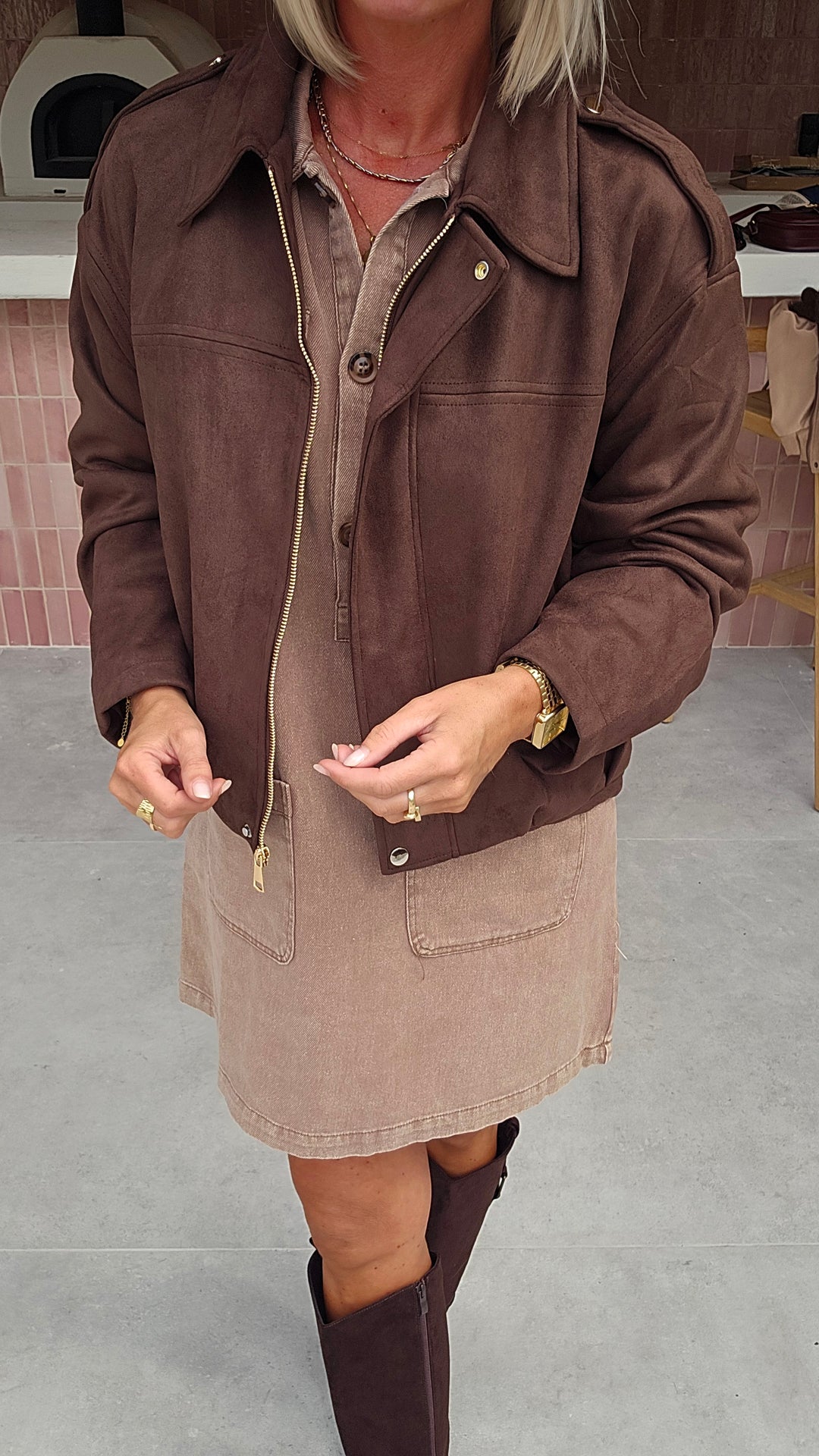 THE PERFECT JEANS dress taupe