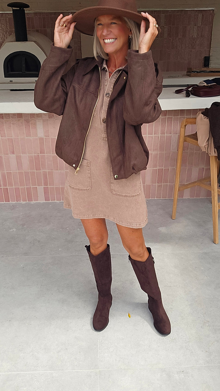 THE PERFECT JEANS dress taupe
