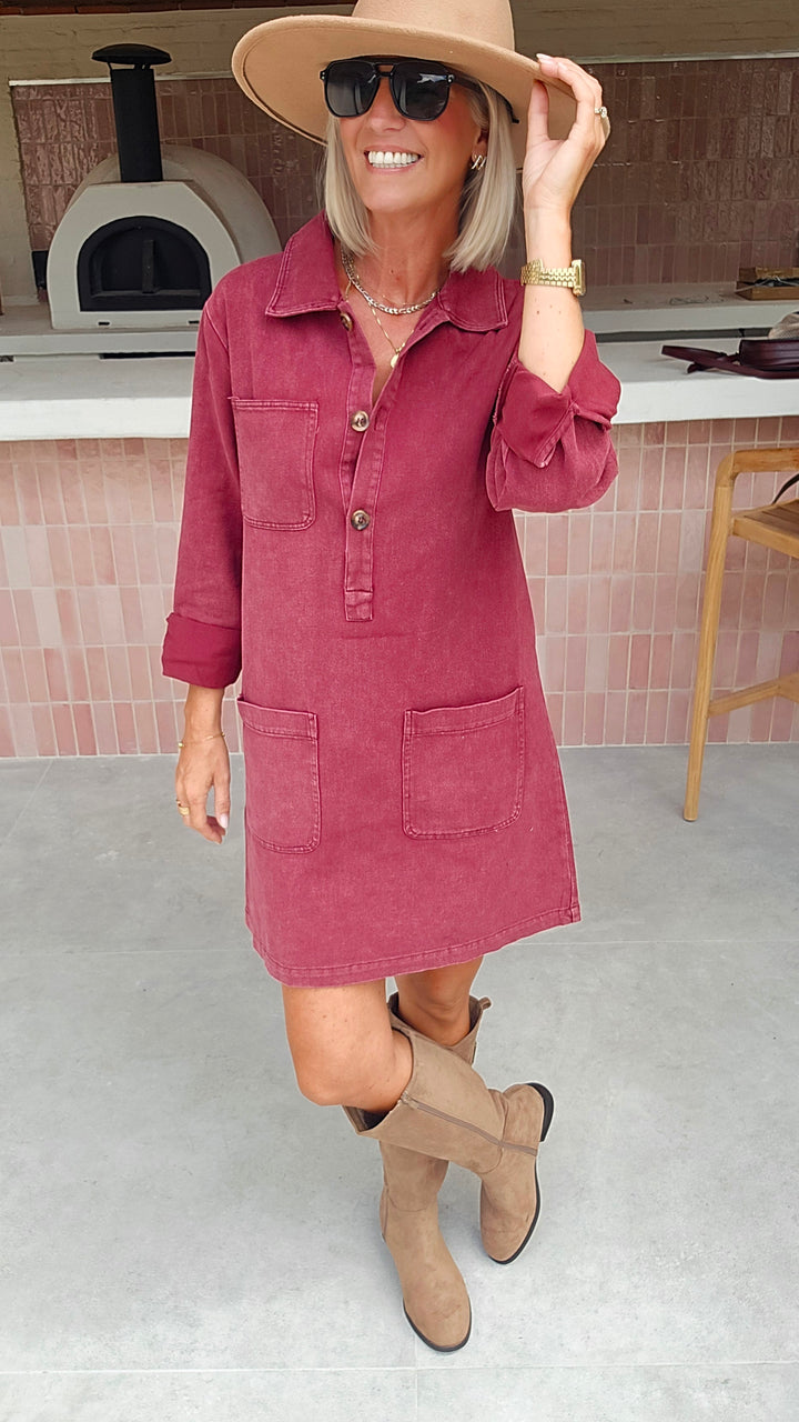 THE PERFECT JEANS dress burgundy