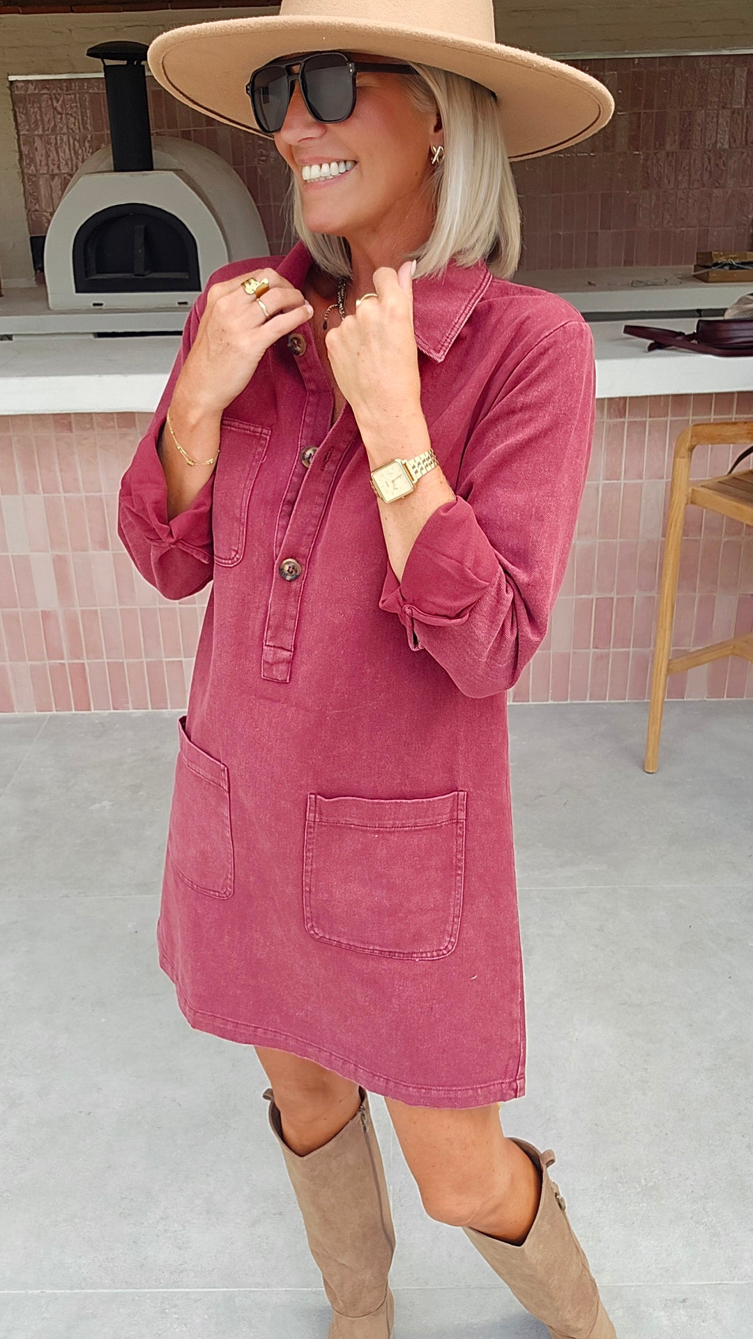 THE PERFECT JEANS dress burgundy