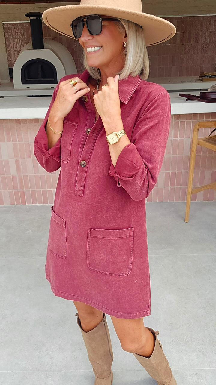 THE PERFECT JEANS dress burgundy