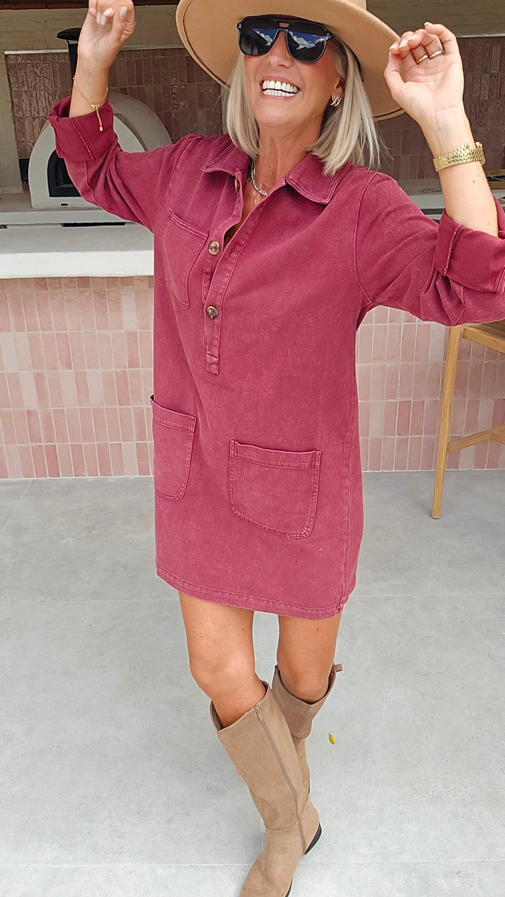 THE PERFECT JEANS dress burgundy