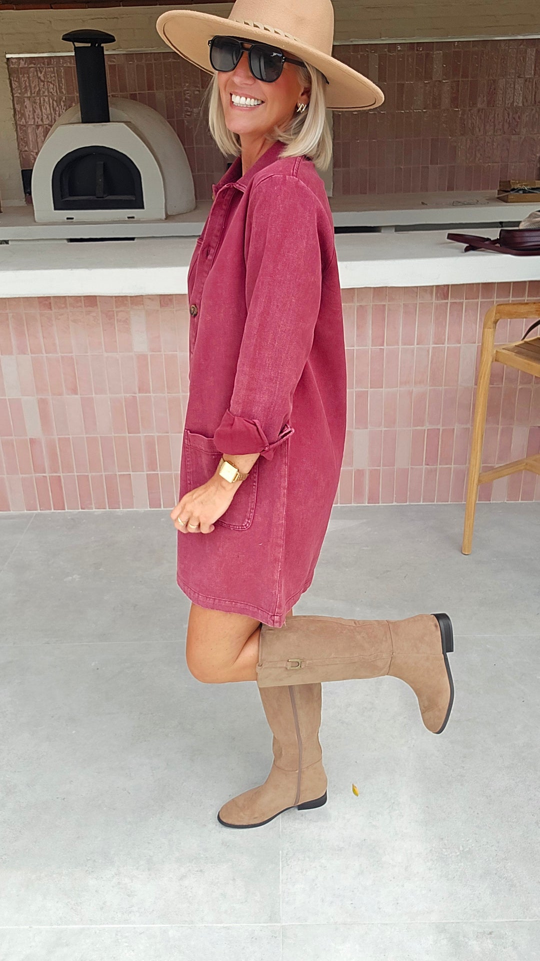 THE PERFECT JEANS dress burgundy