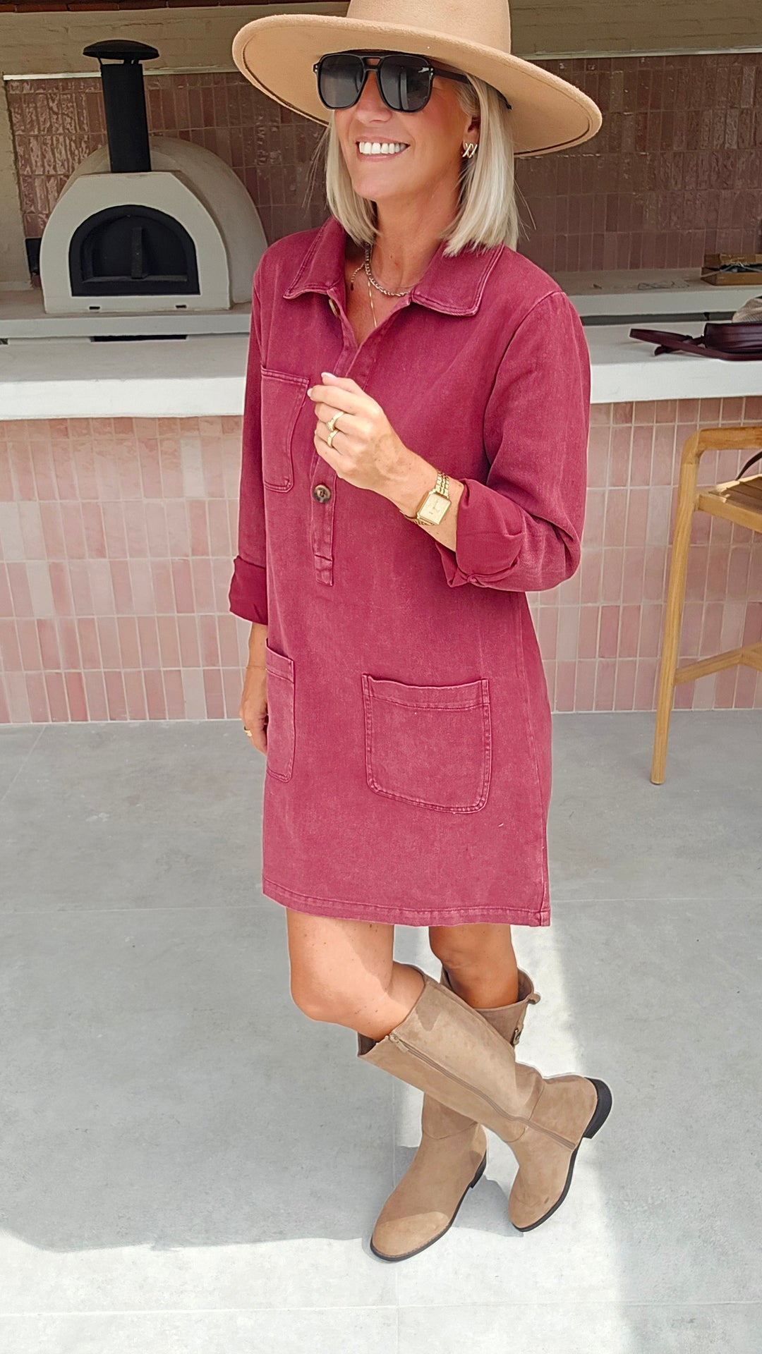 THE PERFECT JEANS dress burgundy