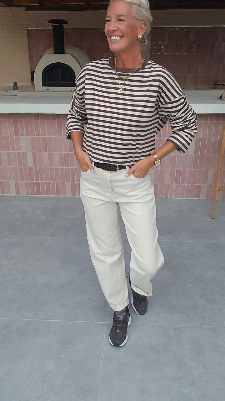 LOU striped longsleeve chocolat &amp; taupe