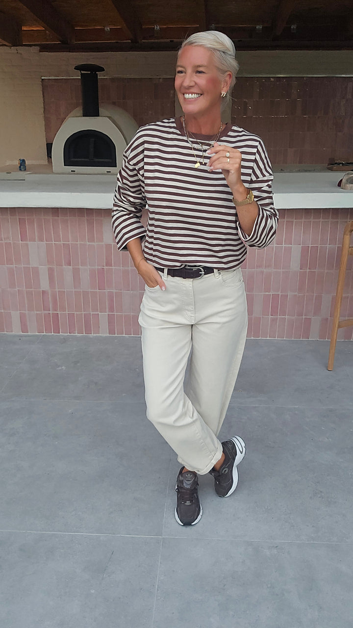 LOU striped longsleeve chocolat &amp; taupe
