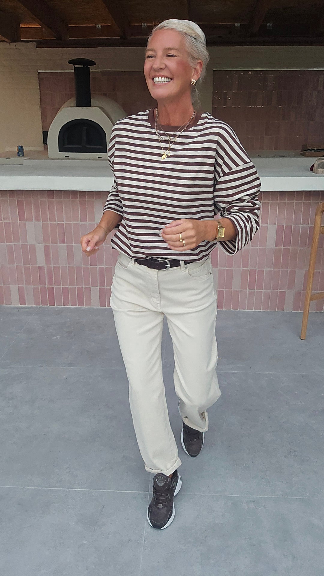 LOU striped longsleeve chocolat &amp; taupe