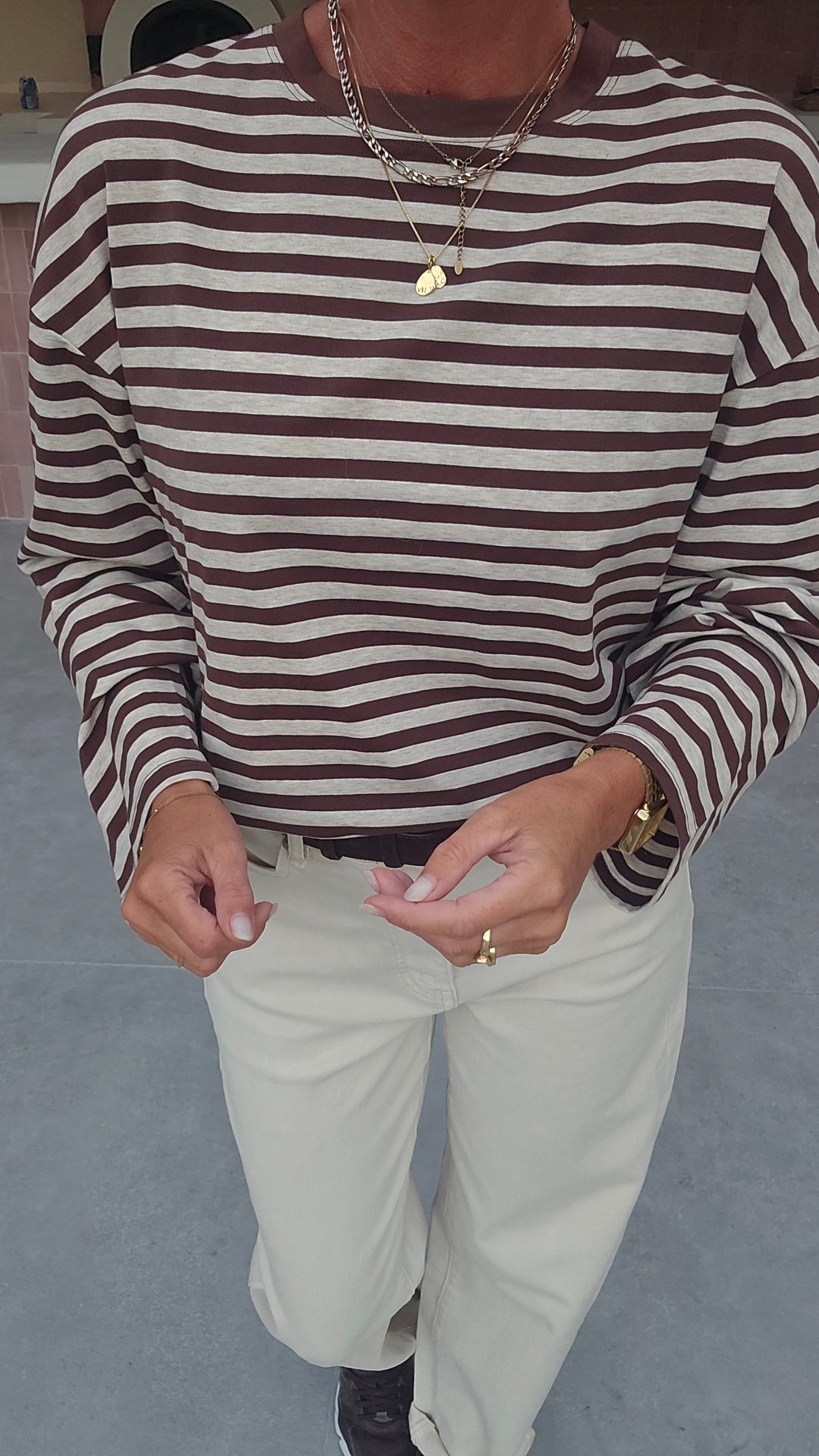 LOU striped longsleeve chocolat &amp; taupe