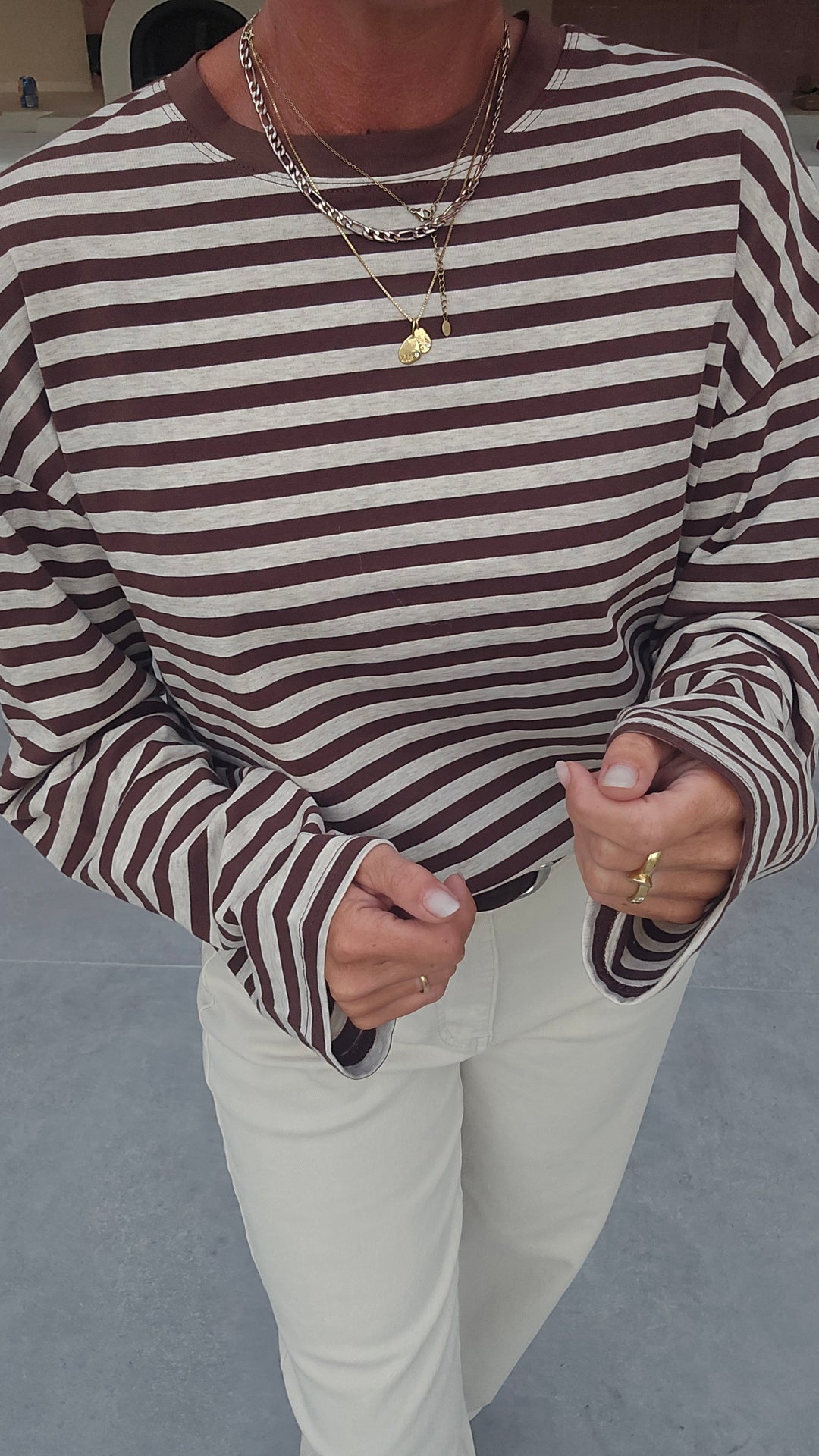 LOU striped longsleeve chocolat &amp; taupe