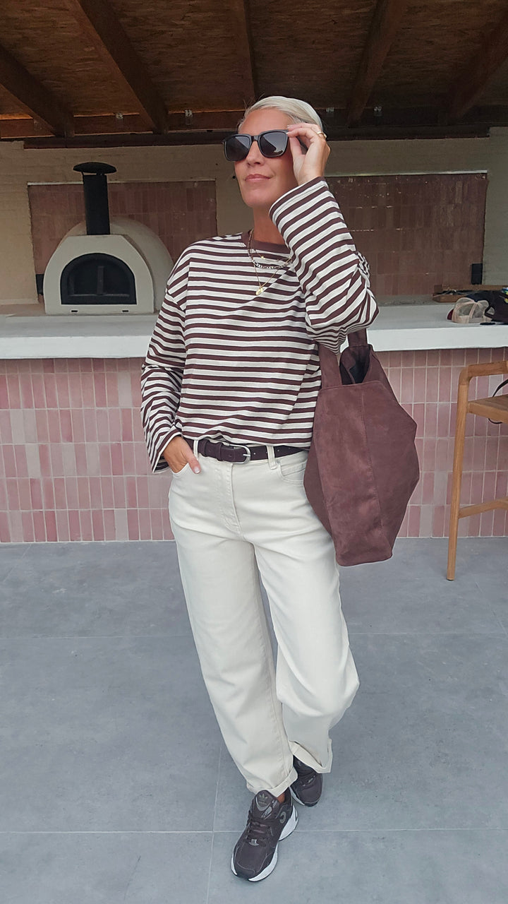 LOU striped longsleeve chocolat &amp; taupe