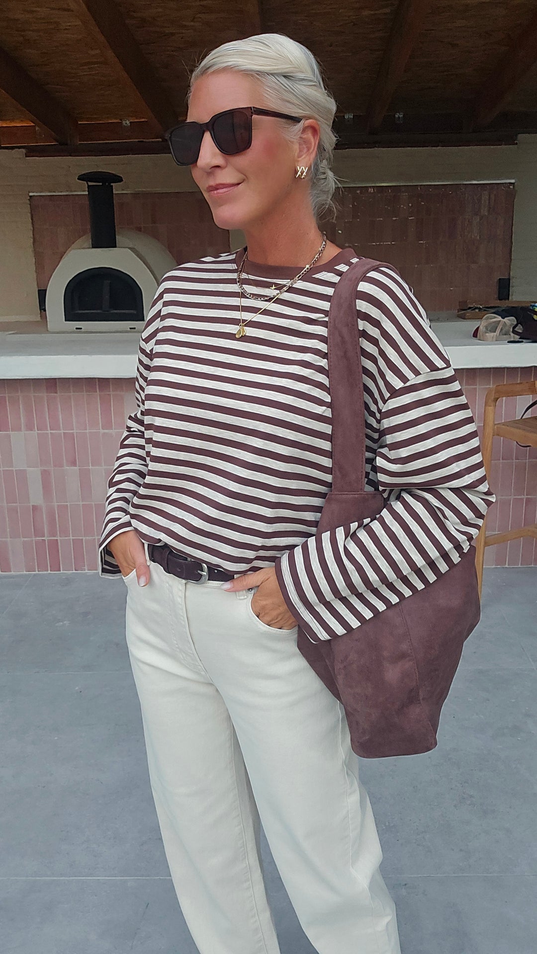 LOU striped longsleeve chocolat &amp; taupe