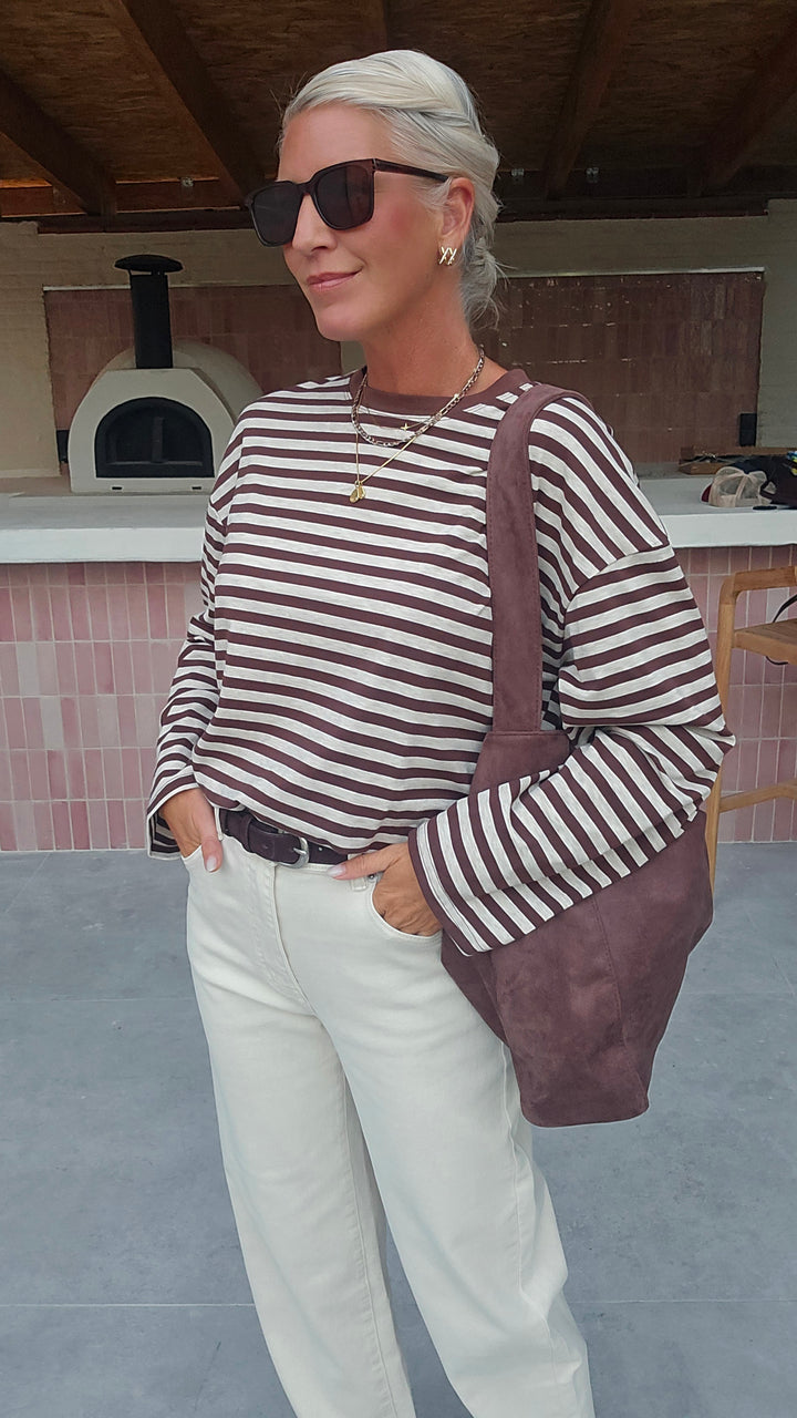LOU striped longsleeve chocolat &amp; taupe
