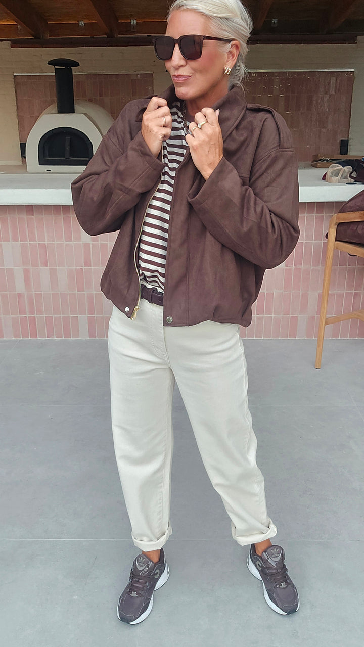 LOU striped longsleeve chocolat &amp; taupe
