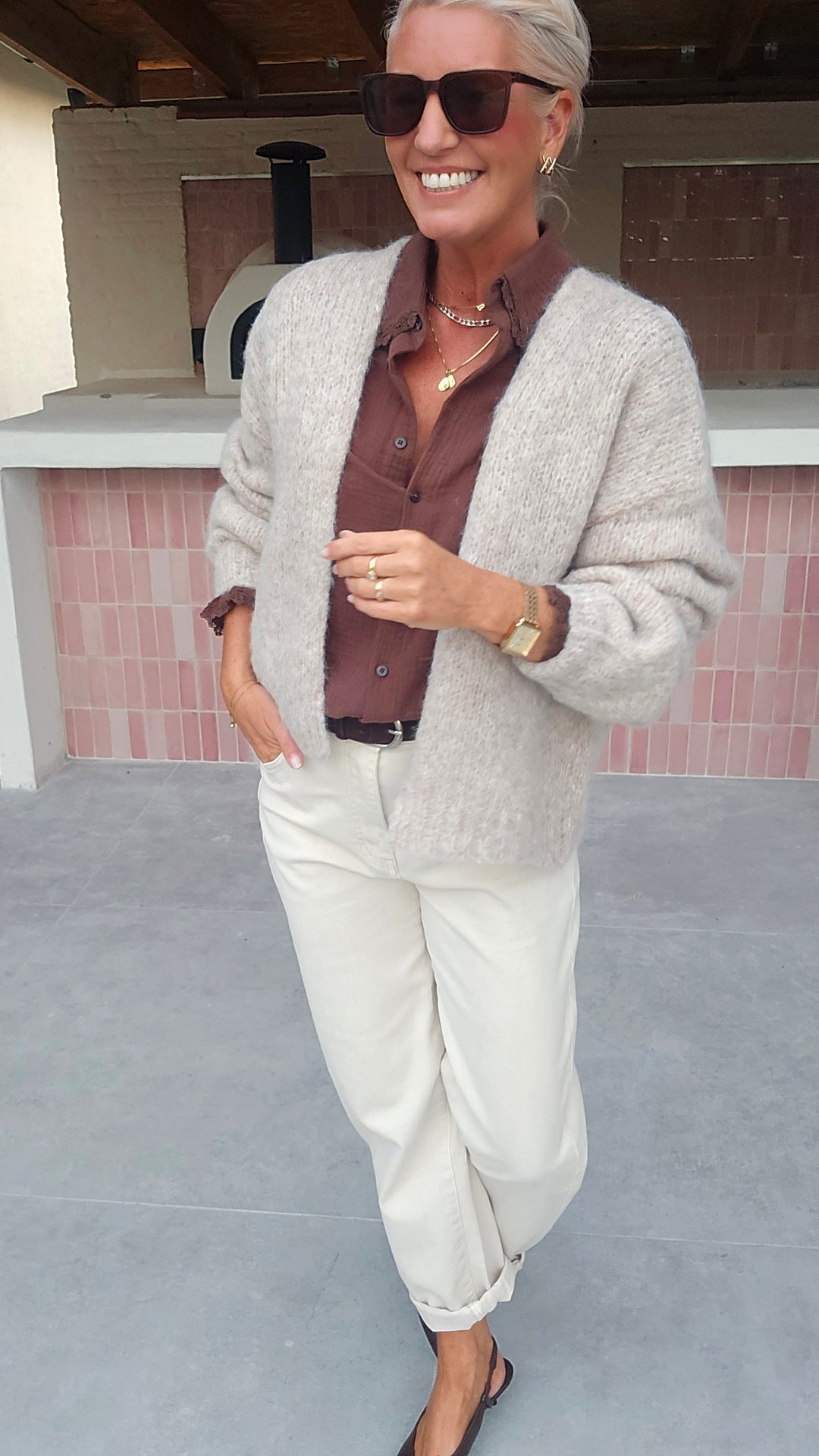 BERTILLE cardigan soft taupe