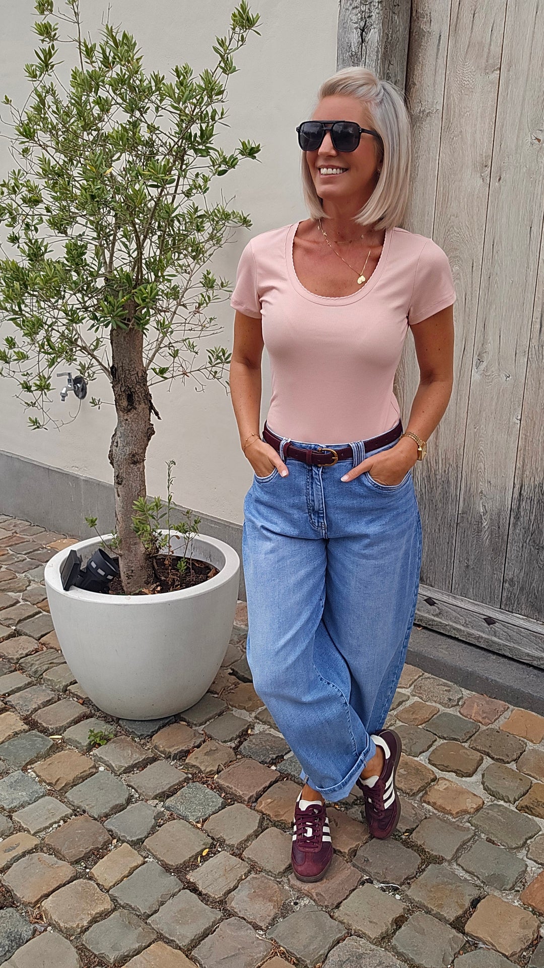 CLARA rib tee soft pink