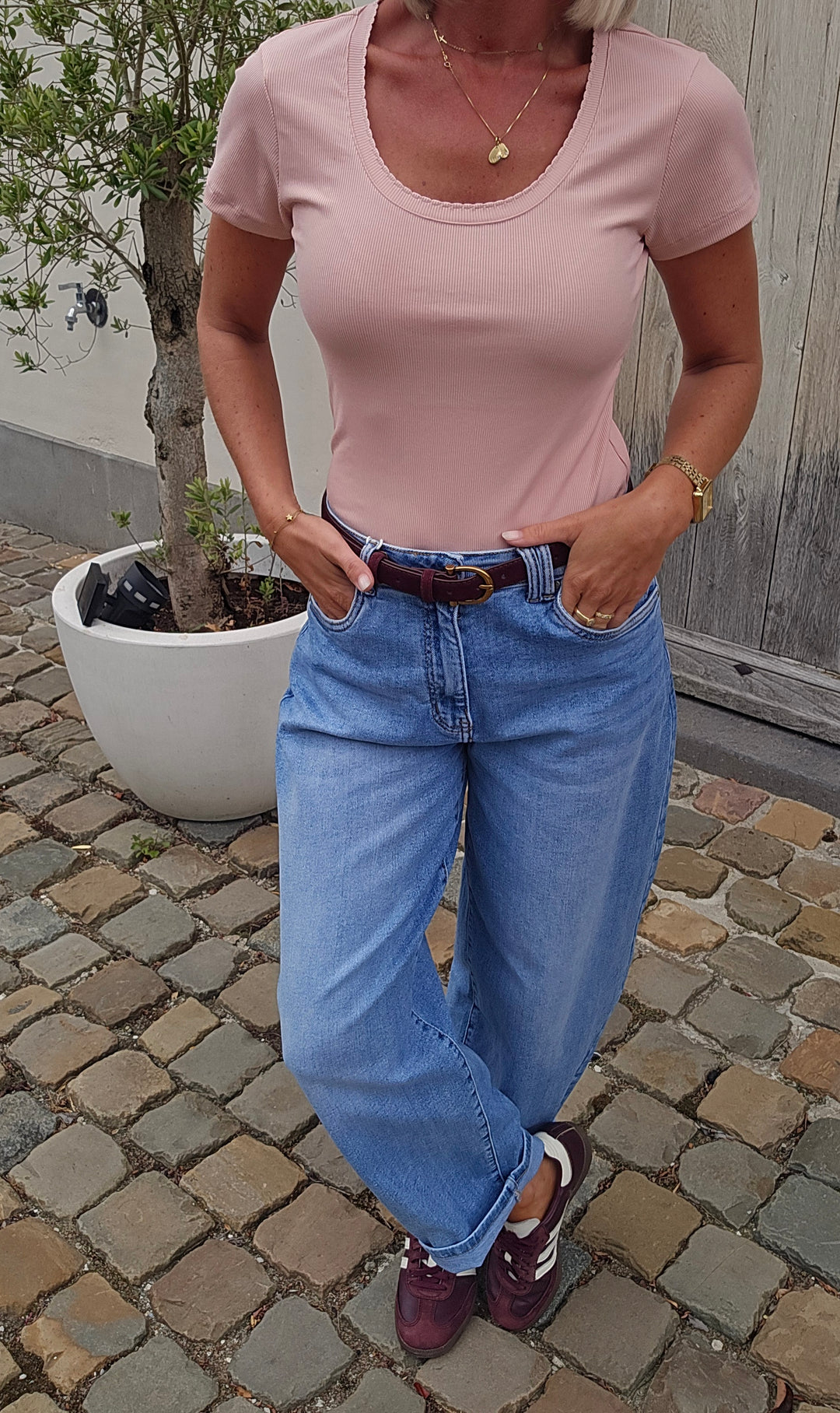 CLARA rib tee soft pink