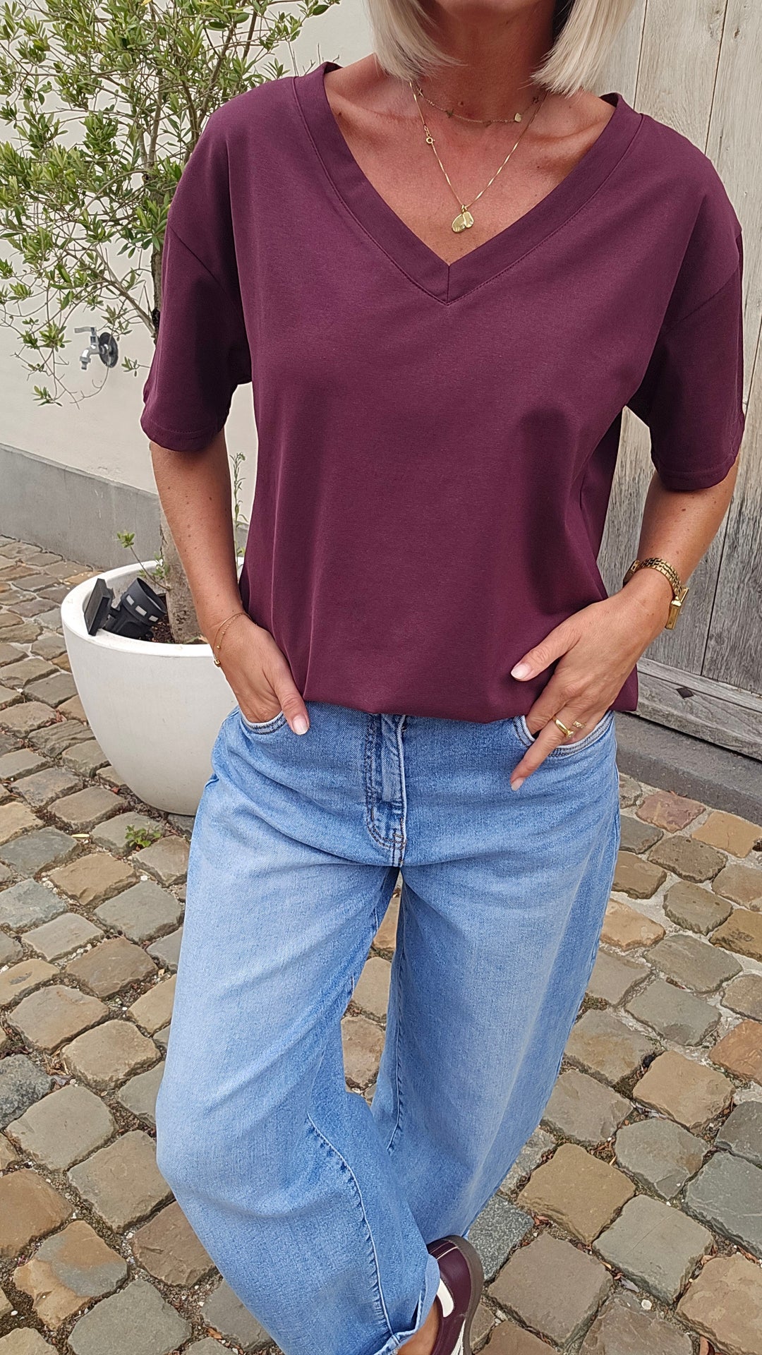 ÉLISE oversized tee plum