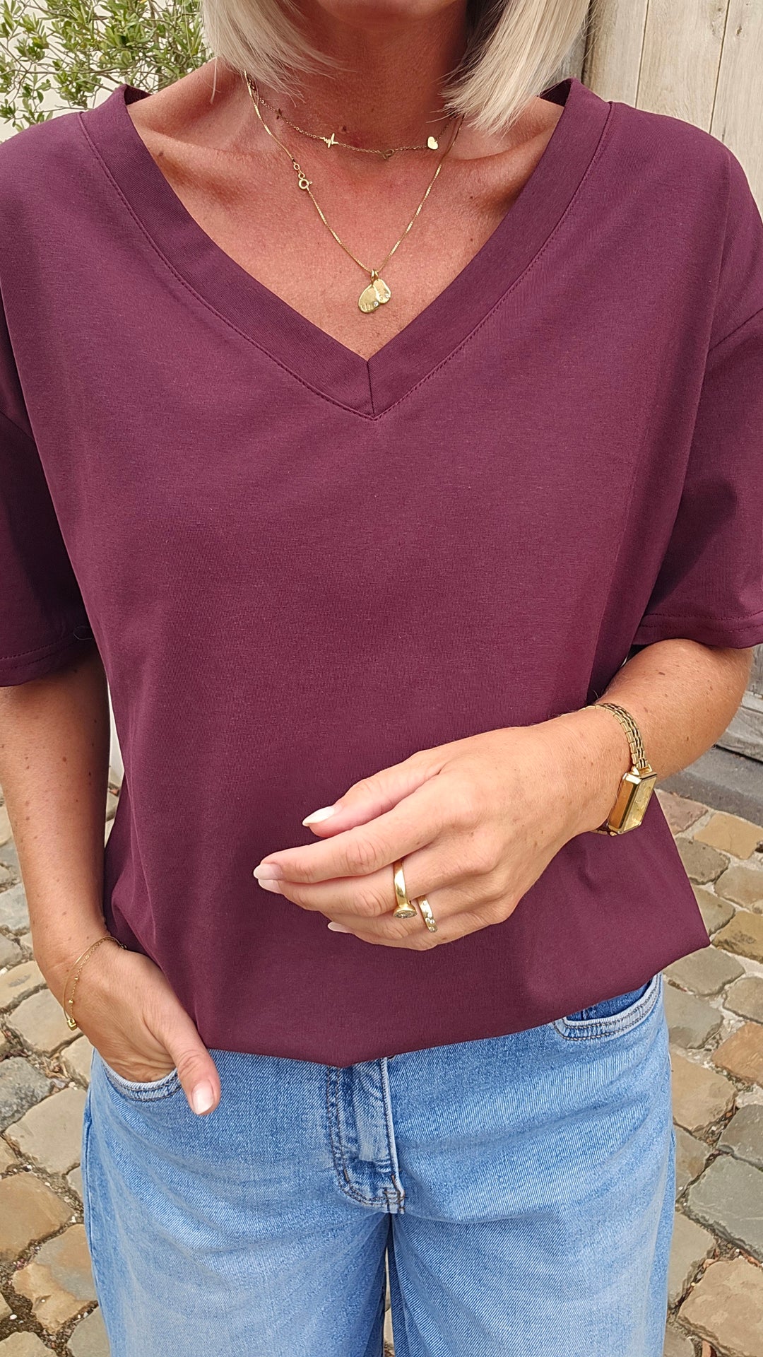 ÉLISE oversized tee plum