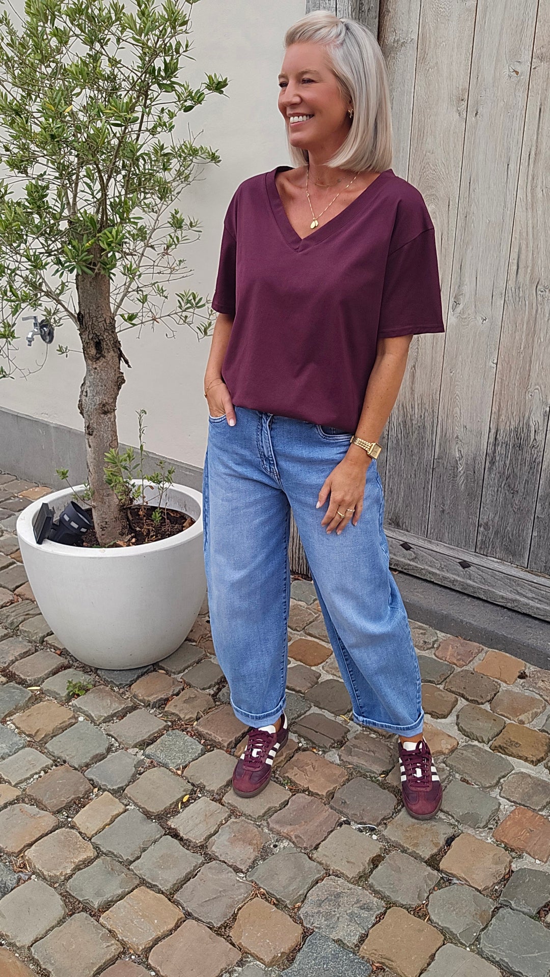 ÉLISE oversized tee plum
