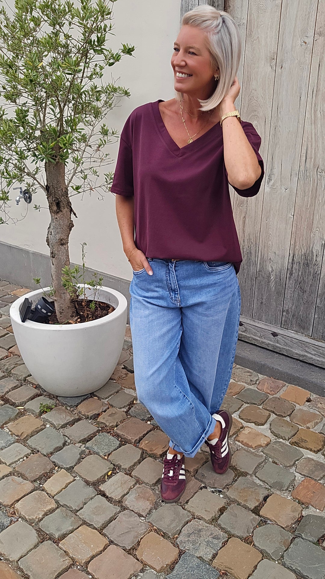 ÉLISE oversized tee plum